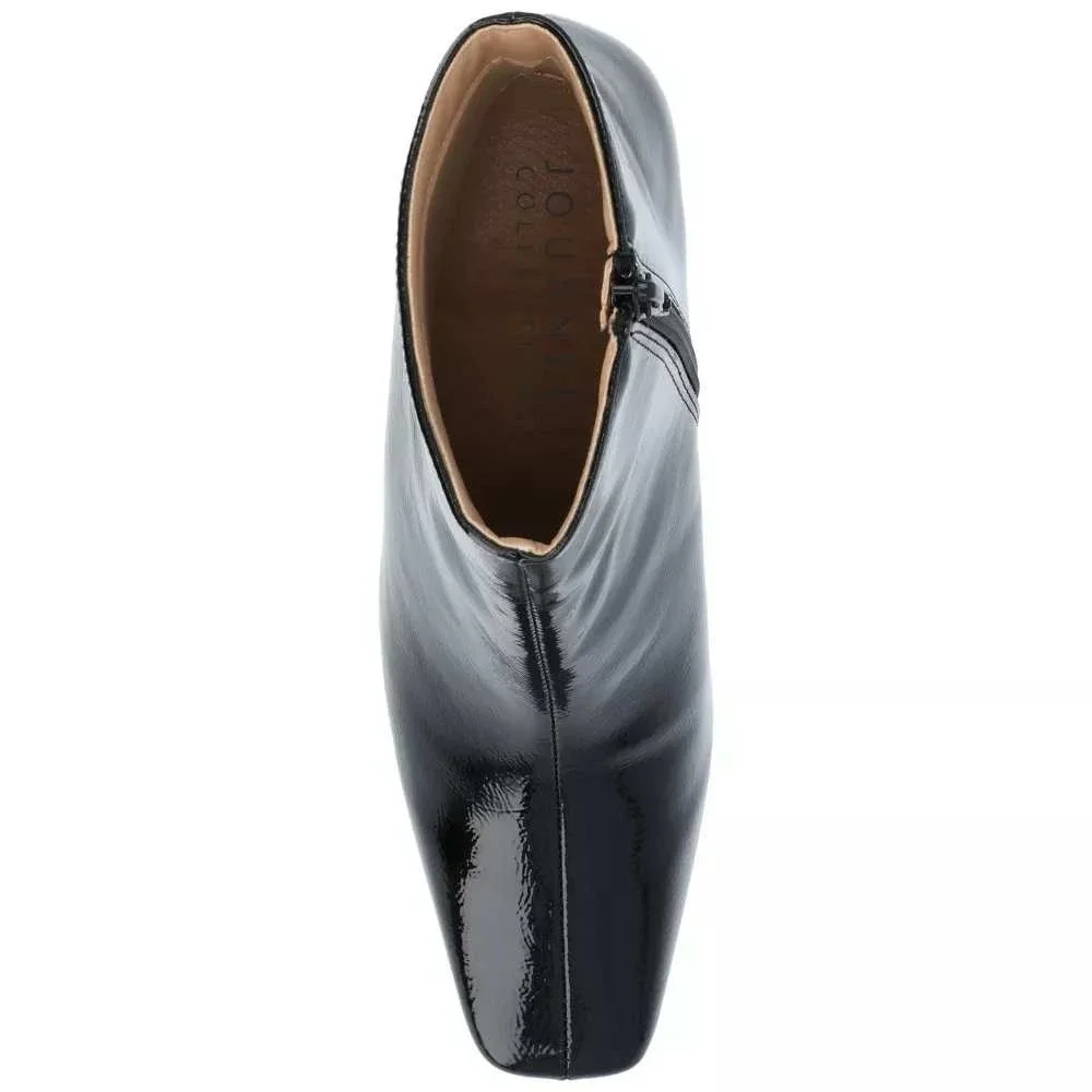 Journee Collection Haylinn Black Patent Square Toe Block Heel Booties 8